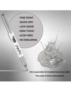 Marcadores Metálicos Plateados LiqInkol - Paquete de 36, Punta Fina 2mm 2