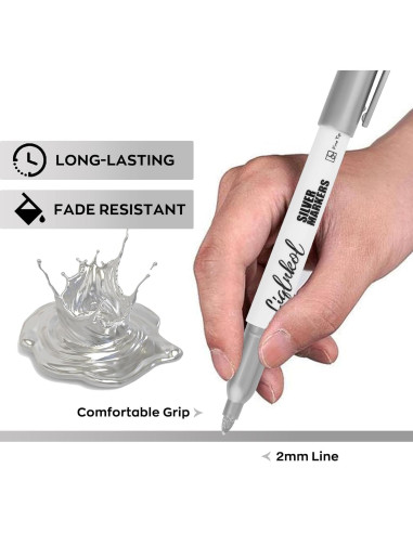 Marcadores Metálicos Plateados LiqInkol - Paquete de 36, Punta Fina 2mm
