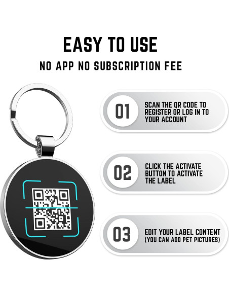 Etiqueta QR para perros KEKID personalizada 3.2 cm azul