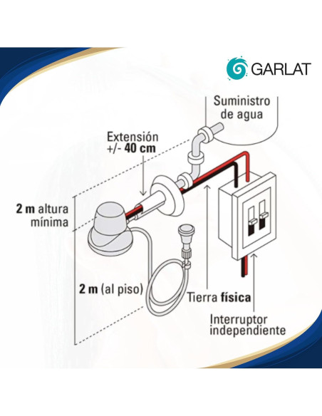 Ducha Eléctrica GARLAT LT20 110V con Ducha de Mano Mini