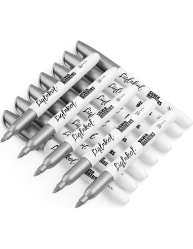 Marcadores Metálicos Plateados LiqInkol - Paquete de 36, Punta Fina 2mm