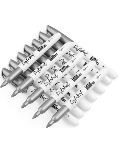 Marcadores Metálicos Plateados LiqInkol - Paquete de 36, Punta Fina 2mm