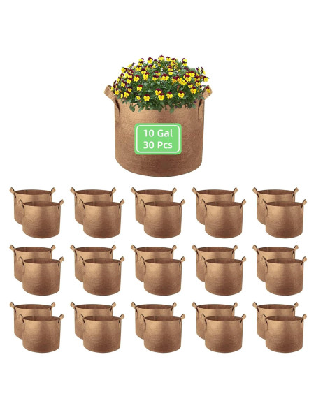 30 Bolsas de Cultivo de 10 Galones Ohiyoo para Jardín