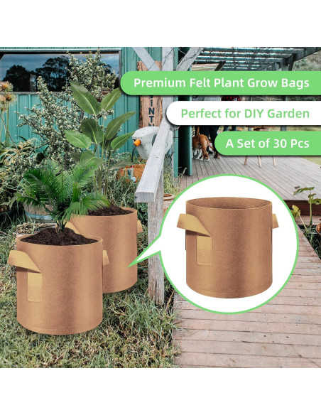 30 Bolsas de Cultivo de 10 Galones Ohiyoo para Jardín