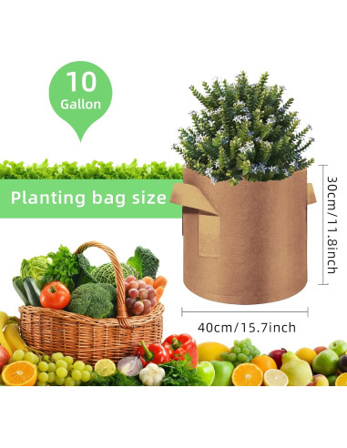 30 Bolsas de Cultivo de 10 Galones Ohiyoo para Jardín