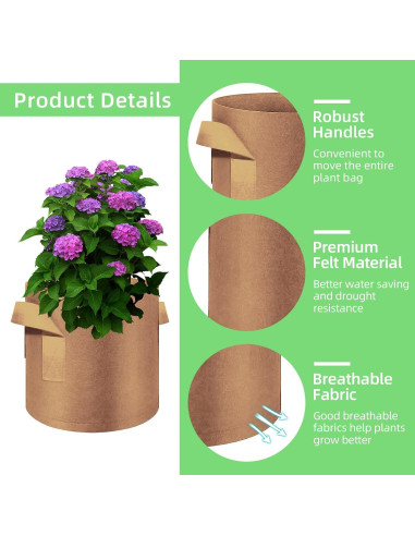 30 Bolsas de Cultivo de 10 Galones Ohiyoo para Jardín