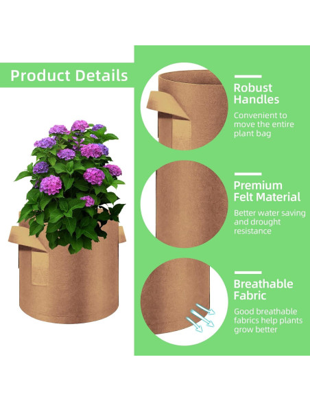 30 Bolsas de Cultivo de 10 Galones Ohiyoo para Jardín