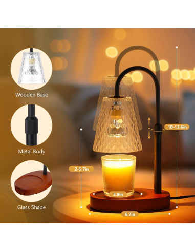 Lámpara Calentadora de Velas PICOTO con Temporizador y Brillo Ajustable