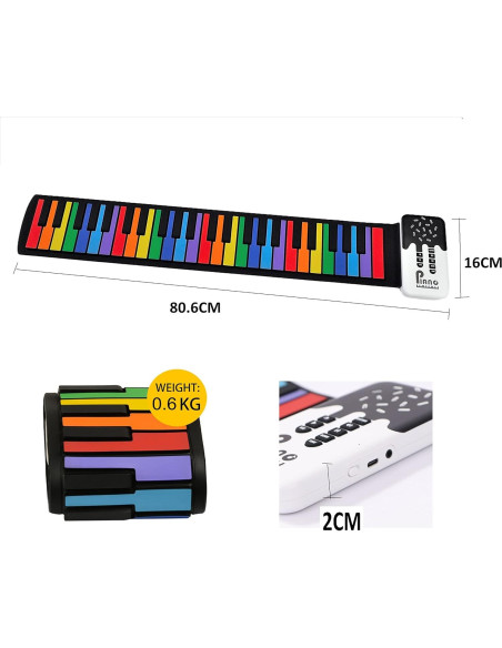 Piano Digital Plegable MAGICON US-49KEY 49 Teclas Arcoíris