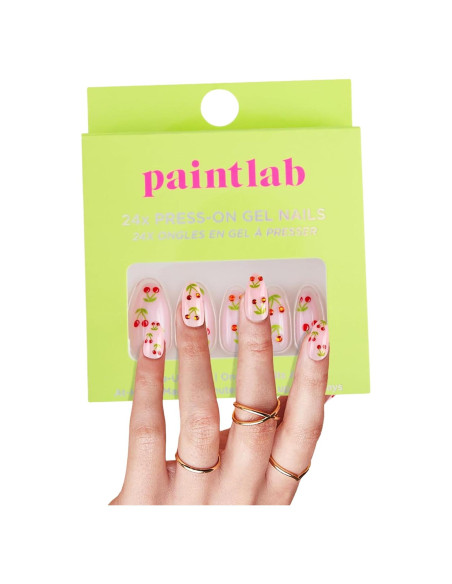 Kit de Manicura Uñas Postizas PaintLab Cherry Bomb 24 Piezas