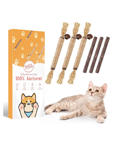 Paquete de 6 Palos de Silvervine WOUSEDO para Gatos