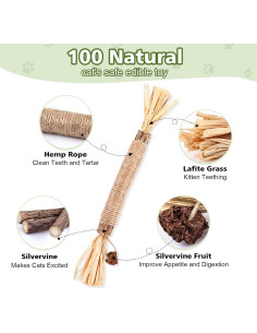 Paquete de 6 Palos de Silvervine WOUSEDO para Gatos 2