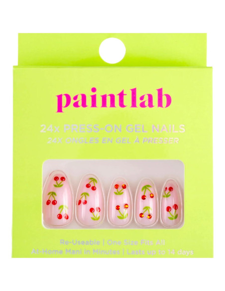 Kit de Manicura Uñas Postizas PaintLab Cherry Bomb 24 Piezas