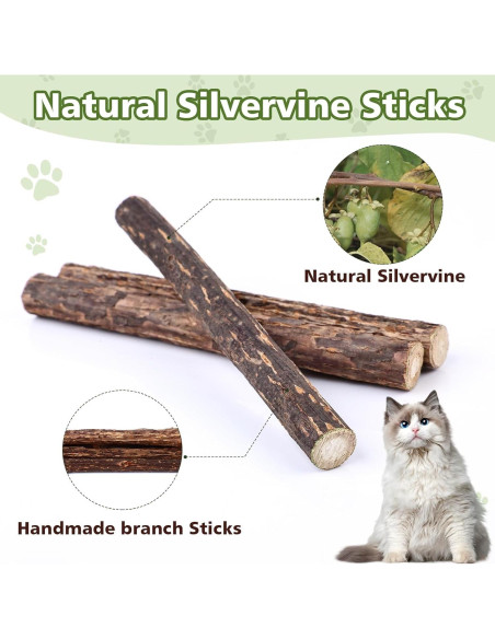 Paquete de 6 Palos de Silvervine WOUSEDO para Gatos