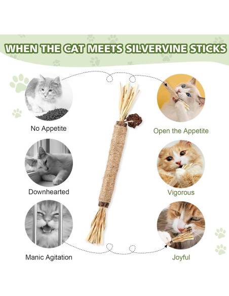 Paquete de 6 Palos de Silvervine WOUSEDO para Gatos