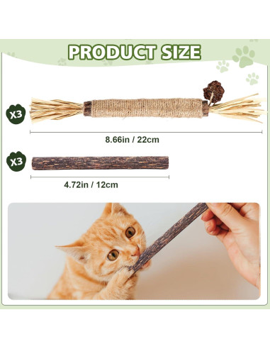 Paquete de 6 Palos de Silvervine WOUSEDO para Gatos