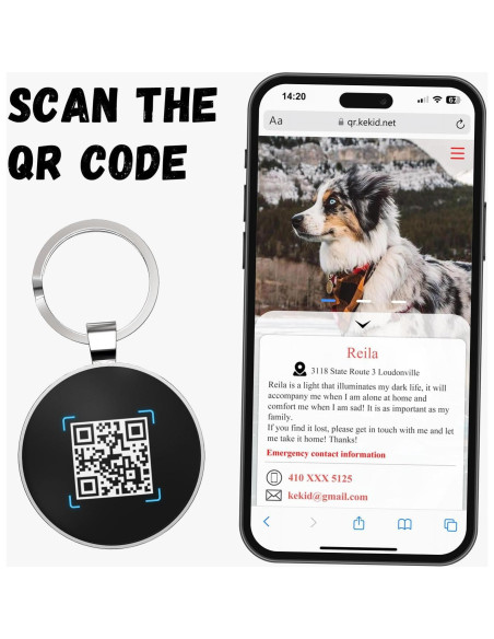 Etiqueta QR para perros KEKID personalizada 3.2 cm azul