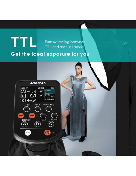 Transmisor de Flash AODELAN E4 TTL para Cámaras Canon HSS 1/8000s