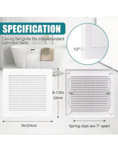Cubierta de Ventilador de Baño TIHCXNY 22.86x22.86 cm Blanca 2