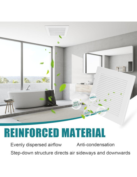 Cubierta de Ventilador de Baño TIHCXNY 22.86x22.86 cm Blanca