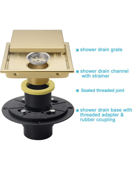 Desagüe Cuadrado SISEHO 15.2 cm Acero Inoxidable Ajustable