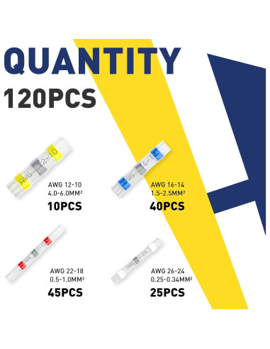 Kit de 120 Conectores de Cable Haisstronica con Sello de Soldadura
