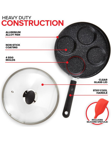 Sartén Antiadherente para Freír Huevos Innovaciones Modernas 4 Tazas