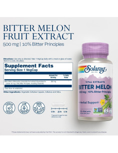 Extracto de Melón Amargo Solaray 500 mg Vegano 30 VegCaps 2