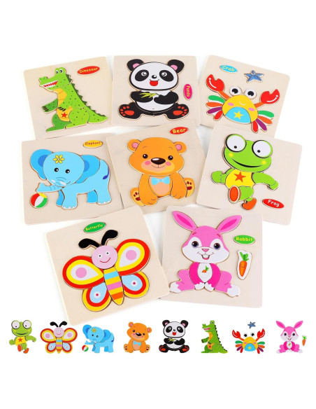 Rompecabezas de Madera NASHRIO 8 Animales Educativos 1-4 Años