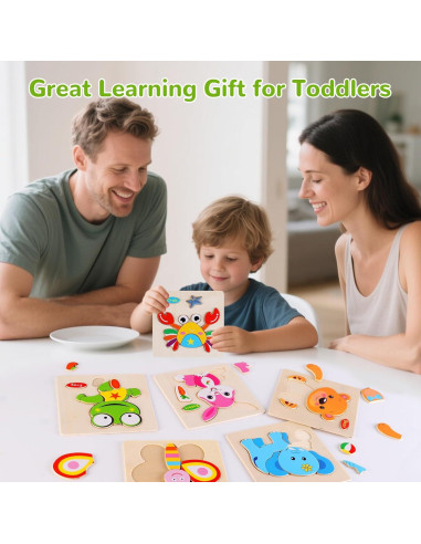 Rompecabezas de Madera NASHRIO 8 Animales Educativos 1-4 Años