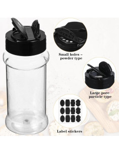 36 Tarros de Especias Plástico Wanmu 100ml con Dosificador 2