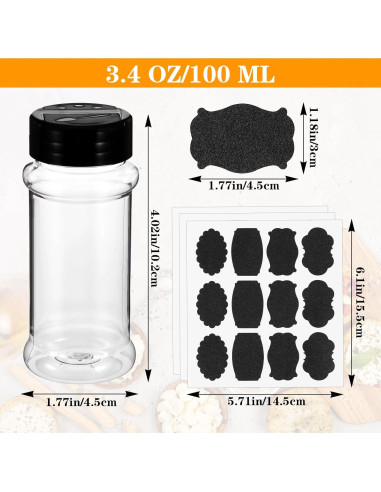 36 Tarros de Especias Plástico Wanmu 100ml con Dosificador