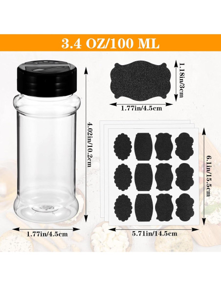 36 Tarros de Especias Plástico Wanmu 100ml con Dosificador