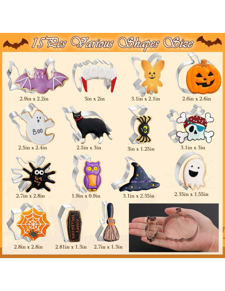 Juego de 15 Cortadores de Galletas Halloween LifeisLuck