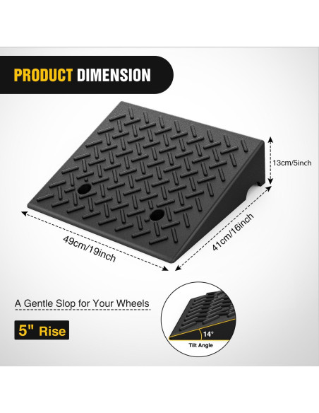 Rampas de Acera de Caucho Nilight 12.7 cm, Carga 3175 kg, 2 Pzas