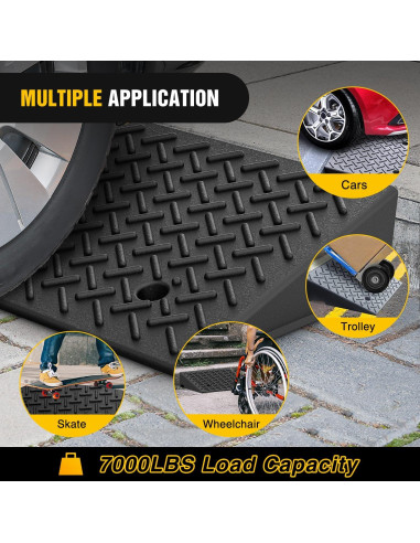 Rampas de Acera de Caucho Nilight 12.7 cm, Carga 3175 kg, 2 Pzas