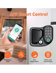 Cerradura de Puerta de RV Kedite HF-QP-S02, Biométrica y Bluetooth 2