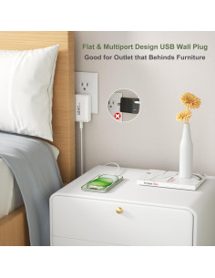 Cargador USB C Rápido OKRAY 40W 4 Puertos Plegable Blanco 2