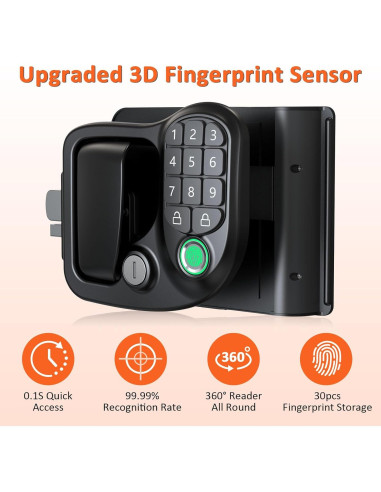 Cerradura de Puerta de RV Kedite HF-QP-S02, Biométrica y Bluetooth