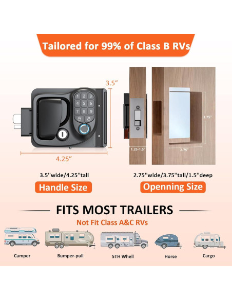 Cerradura de Puerta de RV Kedite HF-QP-S02, Biométrica y Bluetooth