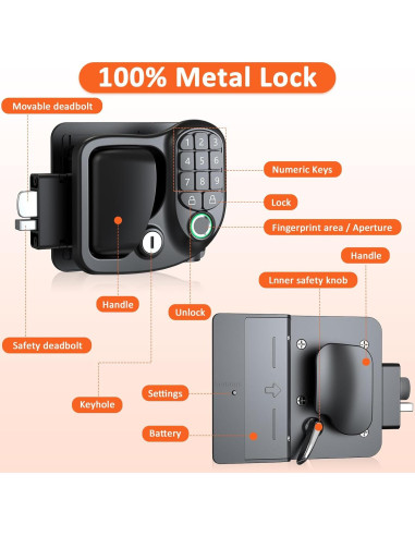 Cerradura de Puerta de RV Kedite HF-QP-S02, Biométrica y Bluetooth