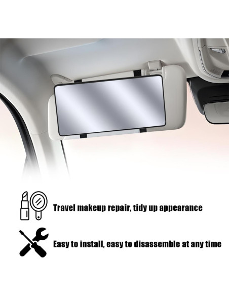 Espejo de Vanidad para Coche KHGUZ Universal Negro 26x13.5 cm