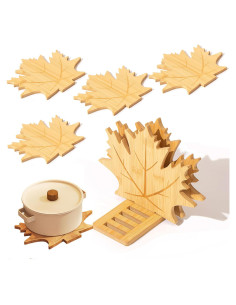 Juego de Trivetes de Bambú Erjiacun - 6 Piezas Antideslizantes