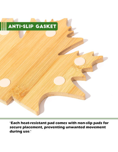 Juego de Trivetes de Bambú Erjiacun - 6 Piezas Antideslizantes