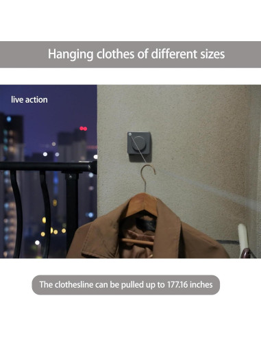 Cuerda de Ropa Retráctil FCWVP 4.27m Acero Inoxidable Gris