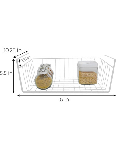 Cesta de Almacenamiento Bajo Estante Diseño Inteligente - 6 Pzas - 40.6x14 cm - Blanca