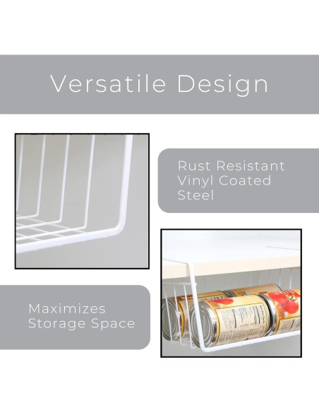 Cesta de Almacenamiento Bajo Estante Diseño Inteligente - 6 Pzas - 40.6x14 cm - Blanca