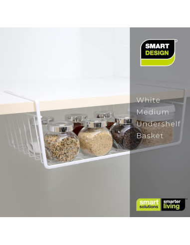 Cesta de Almacenamiento Bajo Estante Diseño Inteligente - 6 Pzas - 40.6x14 cm - Blanca