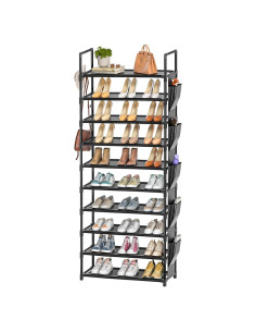 Estante de Zapatos Alto LUKYTOWER 10 Niveles Negro 60x30x174cm