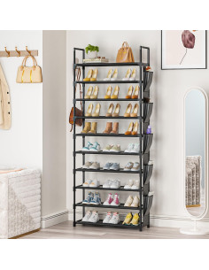 Estante de Zapatos Alto LUKYTOWER 10 Niveles Negro 60x30x174cm 2